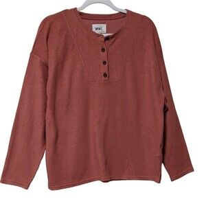 Madewell Cozy brushed Top NC745 salmon relaxed fit Henley size Large